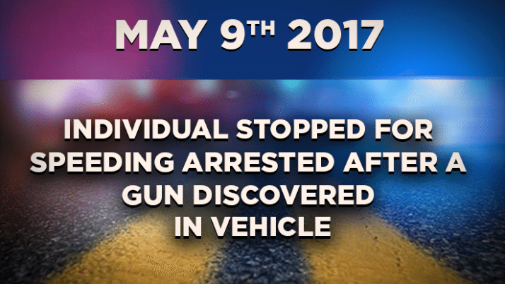 Individual Stopped for Speeding Arrested After a Gun Discovered in Vehicle