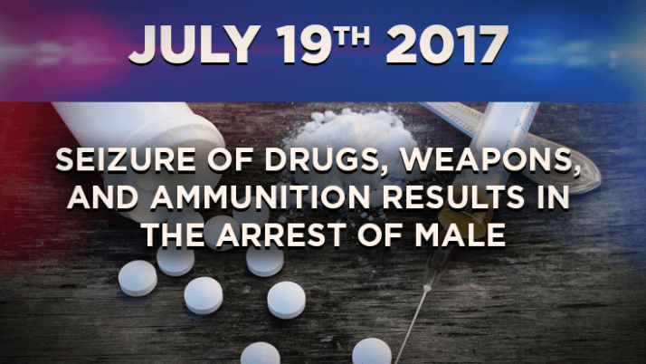 Seizure of Drugs, Weapons, and Ammunition Results in the Arrest of Male