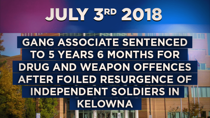 Gang Associate Sentenced to 5 years 6 months for Drug and Weapon offences after foiled resurgence of Independent Soldiers in Kelowna