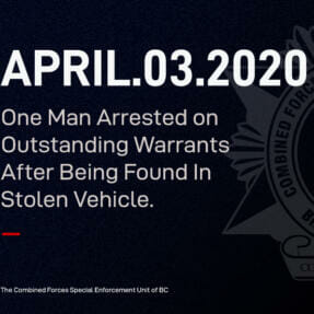 One Man Arrested on Outstanding Warrants After Being Found In Stolen Vehicle