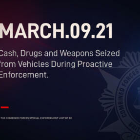 Cash, Drugs and Weapons Seized from Vehicles During Proactive Enforcement.