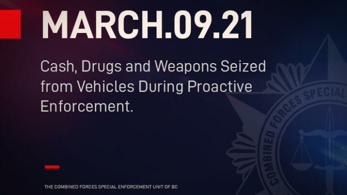 Cash, Drugs and Weapons Seized from Vehicles During Proactive Enforcement.