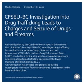 CFSEU-BC Investigation into Drug Trafficking Leads to Charges and Seizure of Drugs and Firearms