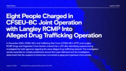 Eight People Charged in CFSEU-BC Joint Operation with Langley RCMP  Into Alleged Drug Trafficking Operation